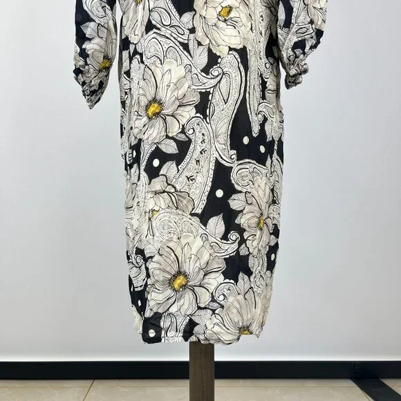 NWOT JOHNNY WAS Biya Silk Long Sleeves Floral Midi Dress Boho Chic Sz S - Picture 7 of 12